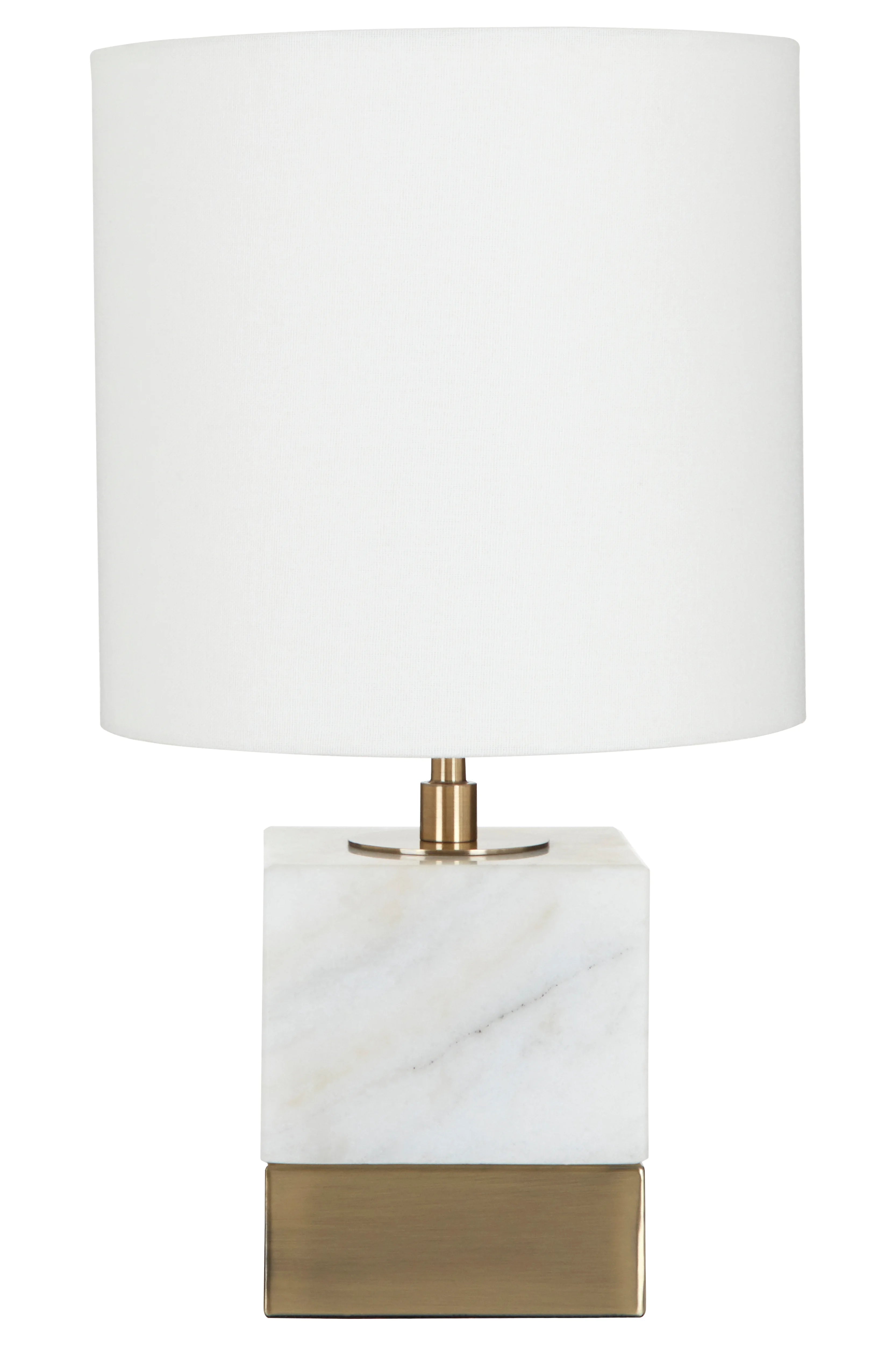 Guston White Marble & Gold Table Lamp with Cream Shade